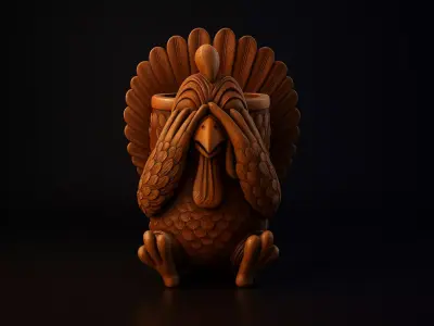Peekaboo Turkey Cute Thanksgiving Turkey Figurine Fall Holiday 3D print model