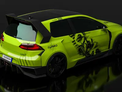 wide body car golf gti Low-poly 3D model