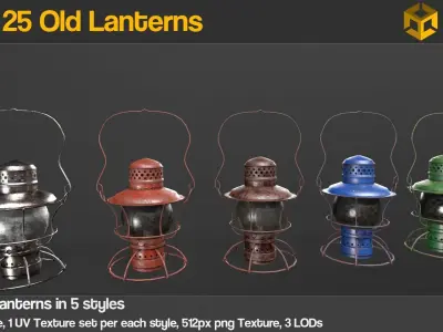 Aren Old Lanterns - Unity package Low-poly 3D model