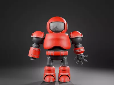 Toon Battle Mech  Red Sentinel 3D model