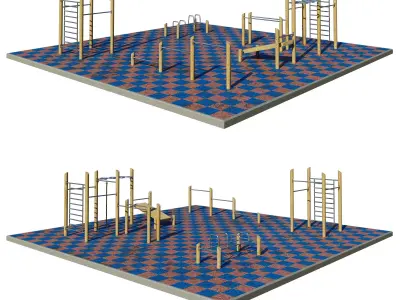 Sports training ground in eco style 01 3D model