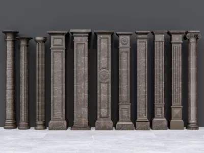 Classic columns carvings and gypsum cornice 16 Low-poly 3D model