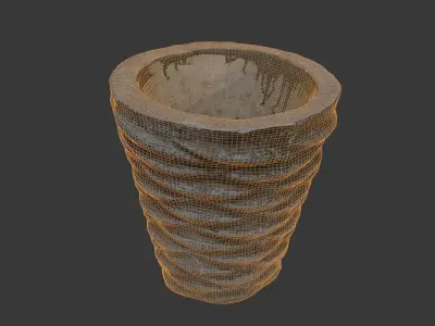 Aged Concrete Planter 3D Scan Low-poly 3D model