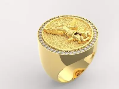 Saint michael signet men ring design 3D print model