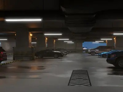 Parking lot - garage scene 3D model