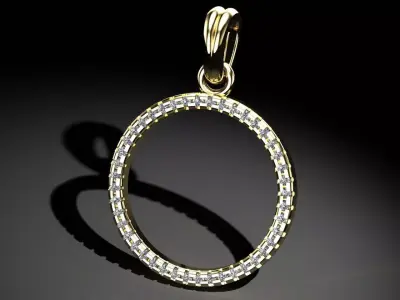 round diamond pendant 3D print model purchase