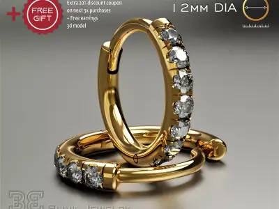 classic diamond hoop earrings delicate jewelry printable 3D print model