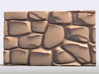Rough Stone Wall Section High Detail 3D print model