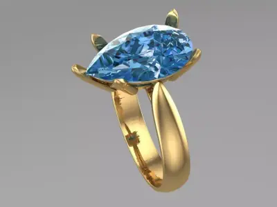 pear shape 5 prong solitaire ring Free 3D print model