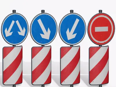  Traffic Bollard Island D Low-poly 3D model