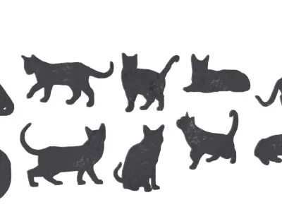 Cat Silhouettes Symbols 02 Low-poly 3D model