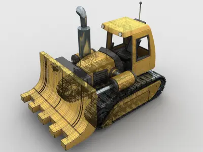 Cartoon bulldozer 3D model