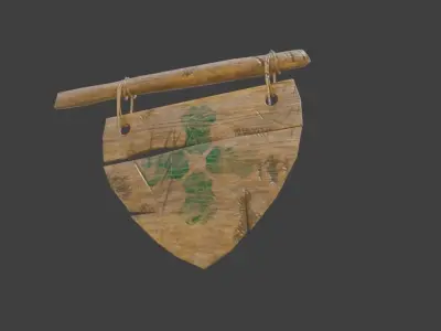 medieval wooden signage with pbr Low-poly 3D model