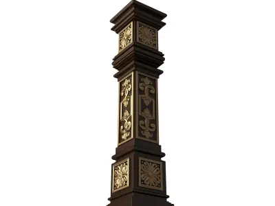 Stair Baluster 07 Red Low-poly 3D model