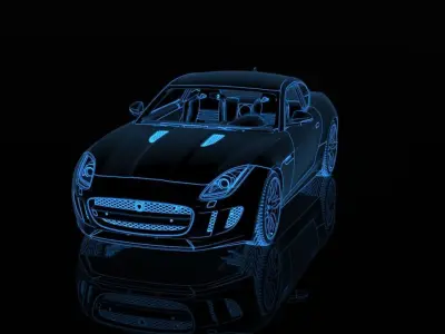  Jaguar holographic image effect---C4D rendering AE synthesis 3D model