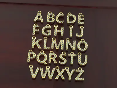 A-Z Diamond Letter Pendant 3D print model