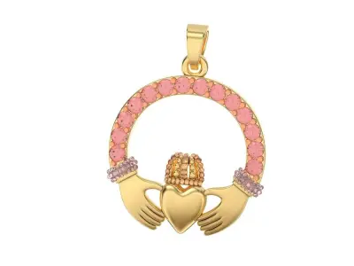 heart crown diamond pendant 3D print model