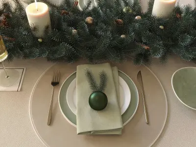 New Years table setting 3D model purchase