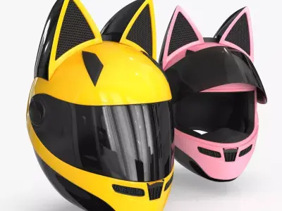 Motorcycle Helmet 2 colors Low-poly 3D model