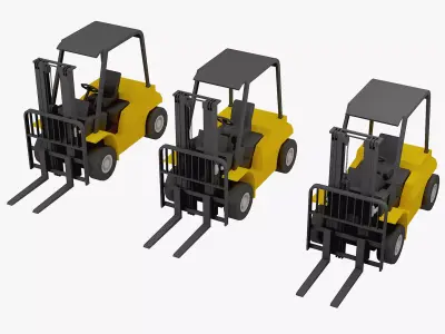 forklift low poly truck Low-poly 3D model