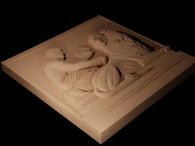 Man And Lion CNC 3d Print High Relief Sand Casting 3D print model