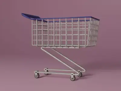 Shopping Cart Low-poly 3D model