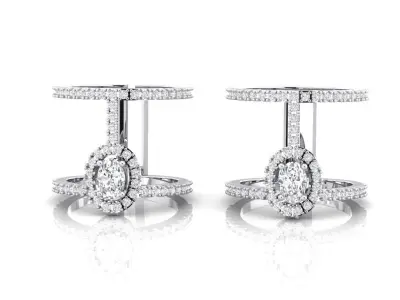 Oval halo messika 2 rows pave ring  3D print model