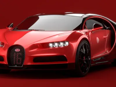 Bugatti Chiron Sport 2021 Red 3D model