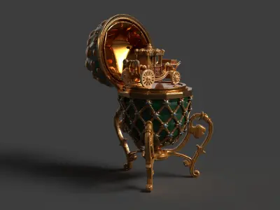 Faberge egg with carriage  Low-poly 3D model