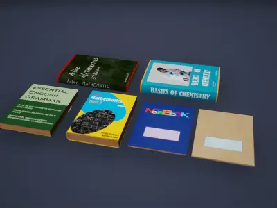 Books Low Poly Game Ready pack of Low-poly 3D model