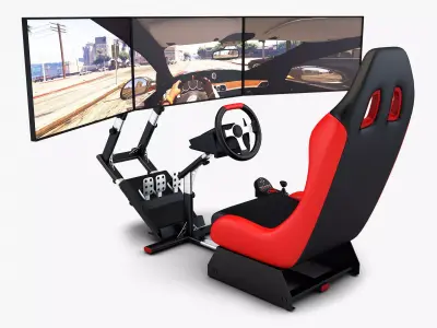 Racing Game Simulator Triple Display v 1 3D model
