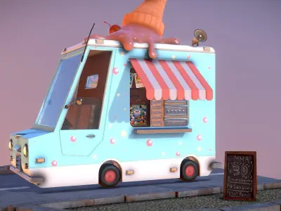 Fhs Ice Cream Truck Low-poly 3D model