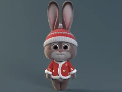 Cartoon cute rabbit 3D model