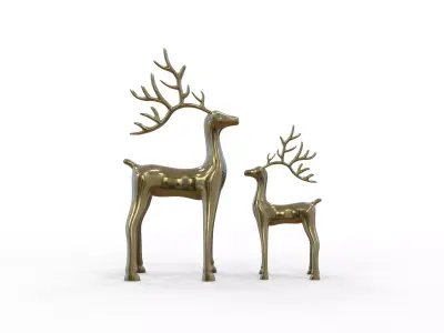 Stylized Reindeer Sculptures - Christmas Decor 3D print model