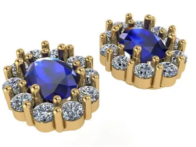 Oval Halo Earring 0931 3D print model