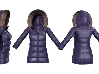 Ladies Padded Winter Coat Low-poly 3D model