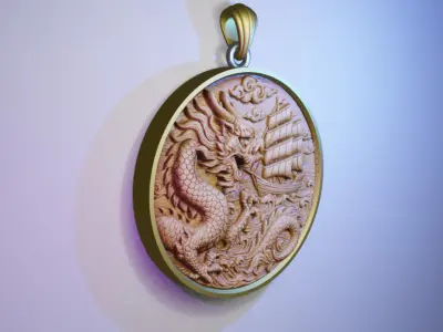 Chinese Dragon Pendant  3D print model