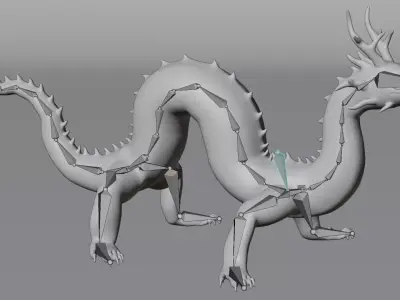 -Chinese Dragon - Marble Statue- Low-poly 3D model