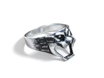 Silver Tiger Ring 3D model 3D model