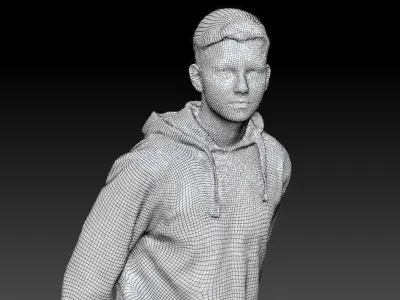 Young handsome man riding on skateboard 234 Low-poly 3D model