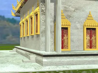 monastery buddhist temple in thailand 3D model