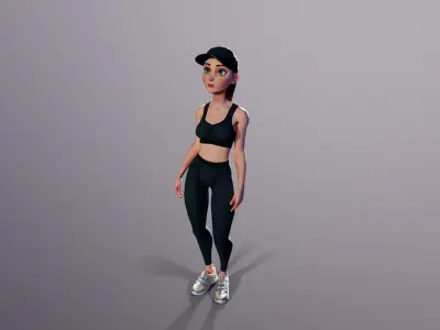 Sport girl Low-poly 3D model