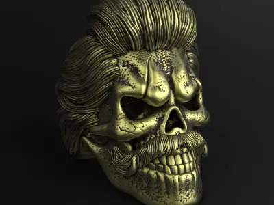 Skull ring bearded vol2 jewelry 3D print model