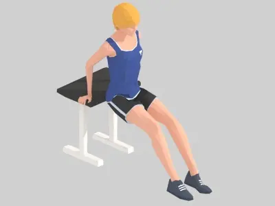 Chair Pushups Exercise woman Animation Low-poly 3D model