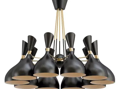 trumpet01 gold chandelier 3D model
