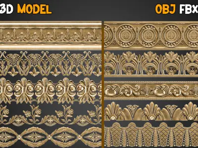 50 Ornaments Trim Brush  Vol 11 Low-poly 3D model