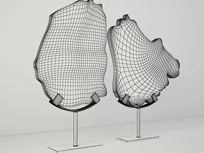 Petrified Wood Slices On Stand 3D model