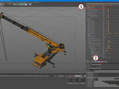 Mobile Crane Rigged Low-poly 3D model