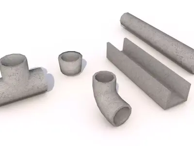 Concrete Pipes Pack Lowpoly  Low-poly 3D model