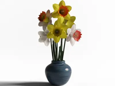 Daffodils in vase 3D model